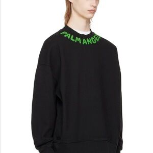 Palm Angels Black Sweatshirt with Green Logo